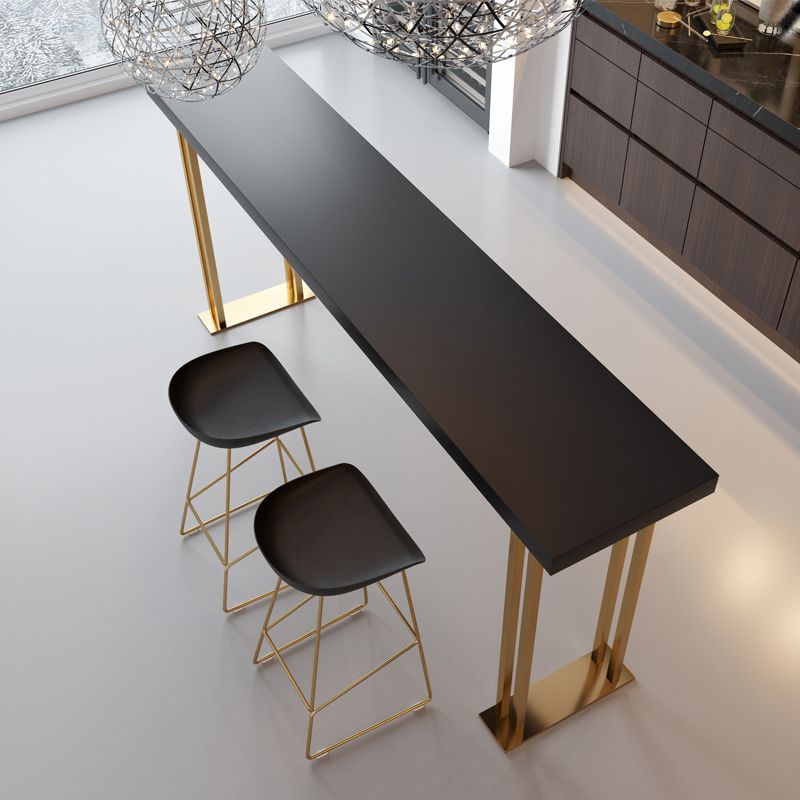 Tavolo da bar rettangolo in stile glam tavolo da vino in legno solido con base di slitte da vino