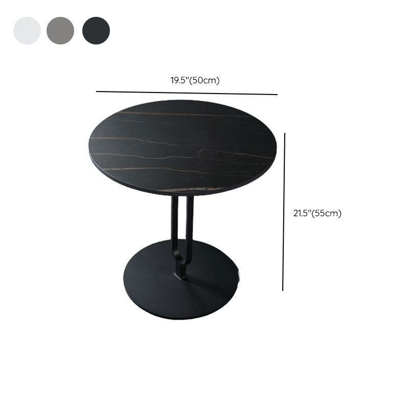 Stone Top Accent Side Table Rundes Sockel Wohnzimmer Metall Ecktisch