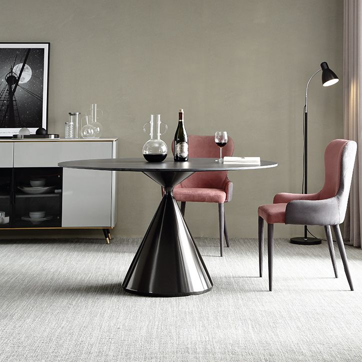 Sintered Stone Modern Round Dining Table Black Stone Top Table with Pedestal Clearhalo ' dining_table' 'Dining Tables & Seating' 'Dining Tables' 'furn' 'furn_dining_table' 'Furniture' 'furniture_dining_table' 'Kitchen & Dining Furniture' 'kitchen&dining_furn' 'kitchen' 'kitchen_dining_table' 1200x1200_aa0d52bd-2d8e-4089-9fea-f7dc0e448407