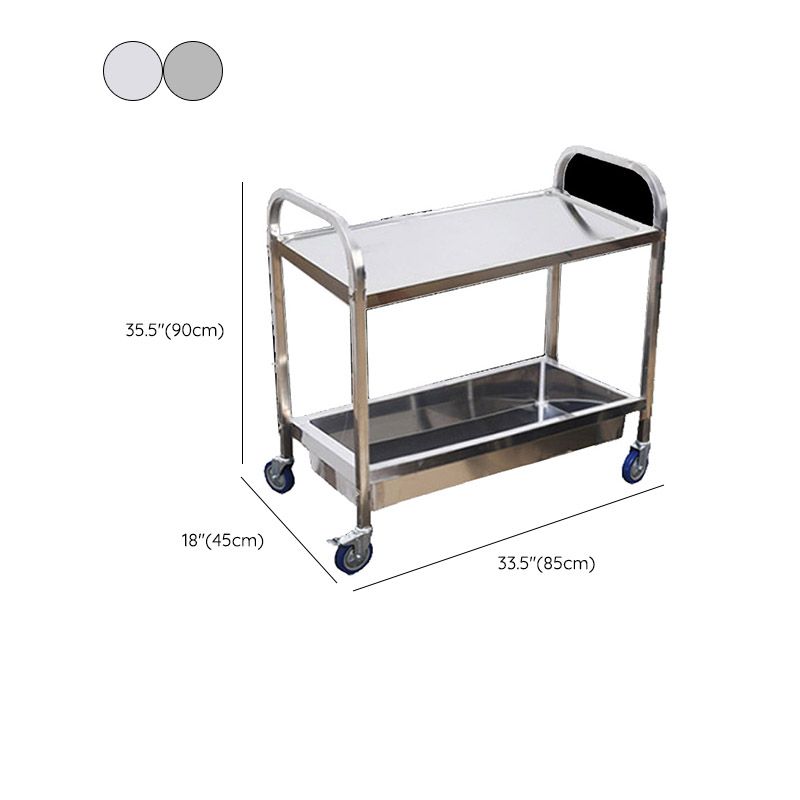 Moderno carrello da cucina in metallo in metallo aperto carrello da cucina in argento