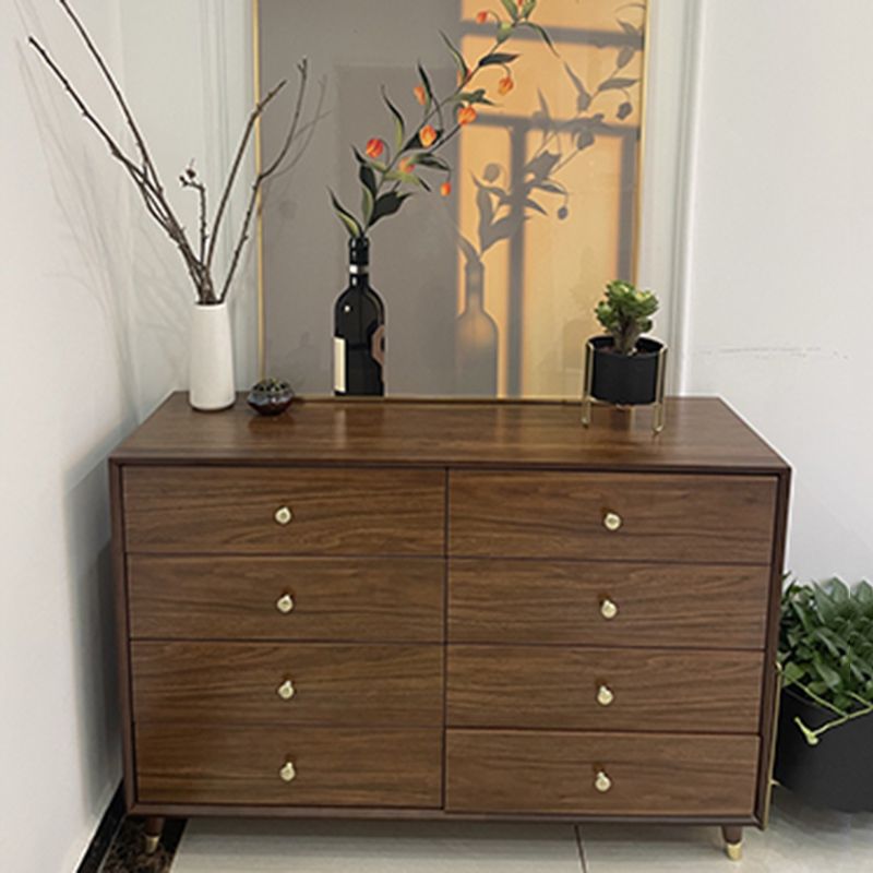 Glam Chest Chambre à coucher Commode de rangement en bois massif marron avec tiroirs