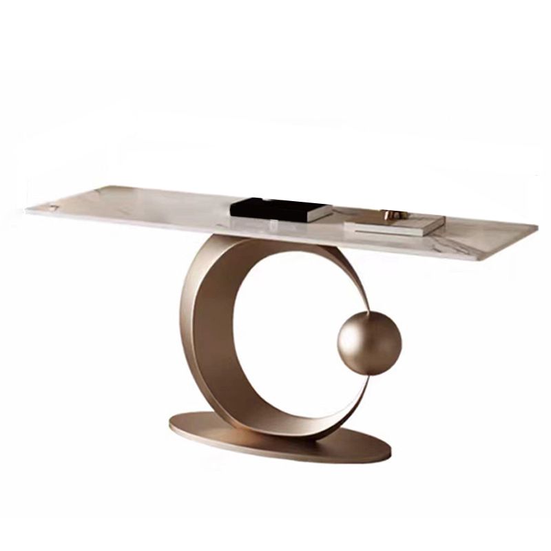 Glam Rectangle Accent Table Stone Console Sofa Table for Hall Clearhalo 'Console Tables' 'console_tables' 'Entry & Mudroom Furniture' 'furn' 'furn_console_tables' 'Furniture' 1200x1200_aa105faa-e49a-46b8-ac51-97fa7b8a8bcb