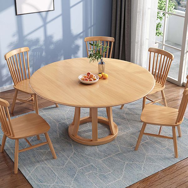 Round Table Solid Wood Table with Turntable for Home and Kitchen Clearhalo 'Dining Tables & Seating' 'Dining Tables' 'dining_table' 'furn' 'furn_dining_table' 'Furniture' 'Kitchen & Dining Furniture' 1200x1200_aa107564-f244-4eba-91d4-23a1cc9572f4