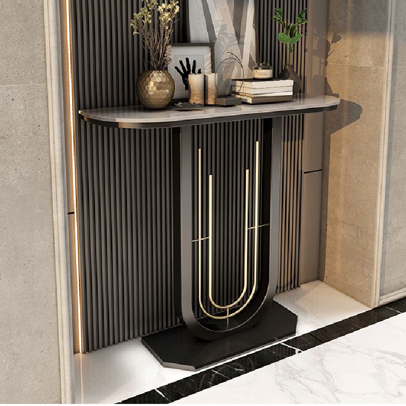 Tavolo console da 31,5 "H, tavolo di accento moderno con mezzalun top