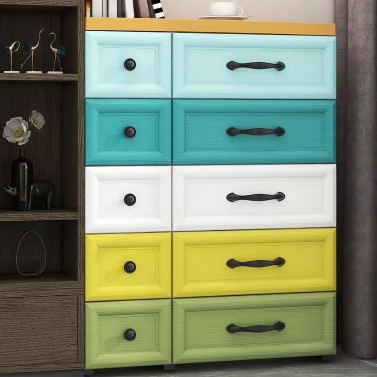 Modern Wardrobe Plastic 10-drawer Wardrobe Closet,29.53" D x 13.78" W x 39.37" H Clearhalo 'Armoires & Wardrobes' 'armoires_wardrobes' 'Bedroom Furniture' 'furn' 'furn_armoires_wardrobes' 'Furniture' 1200x1200_aa13eeeb-030b-4b60-b6b4-97adea7321c8