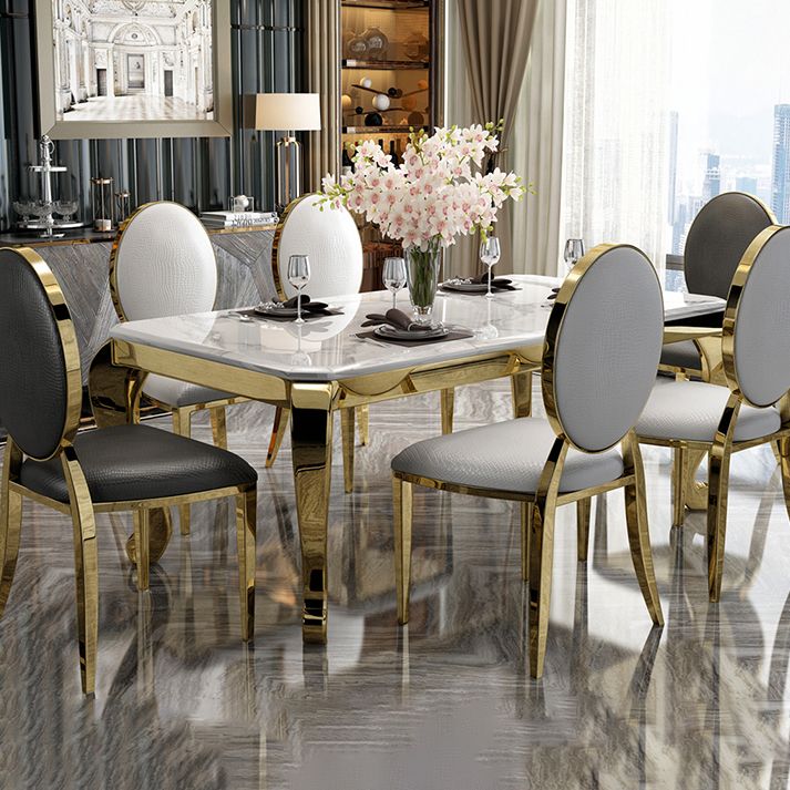 Rectangle Shape Luxury Style Dining Table Marble Fixed Table for Kitchen Clearhalo ' dining_table' 'Dining Tables & Seating' 'Dining Tables' 'furn' 'furn_dining_table' 'Furniture' 'furniture_dining_table' 'Kitchen & Dining Furniture' 'kitchen&dining_furn' 'kitchen' 'kitchen_dining_table' 1200x1200_aa13ef9b-7f63-486d-bd1f-d71988ed0af8