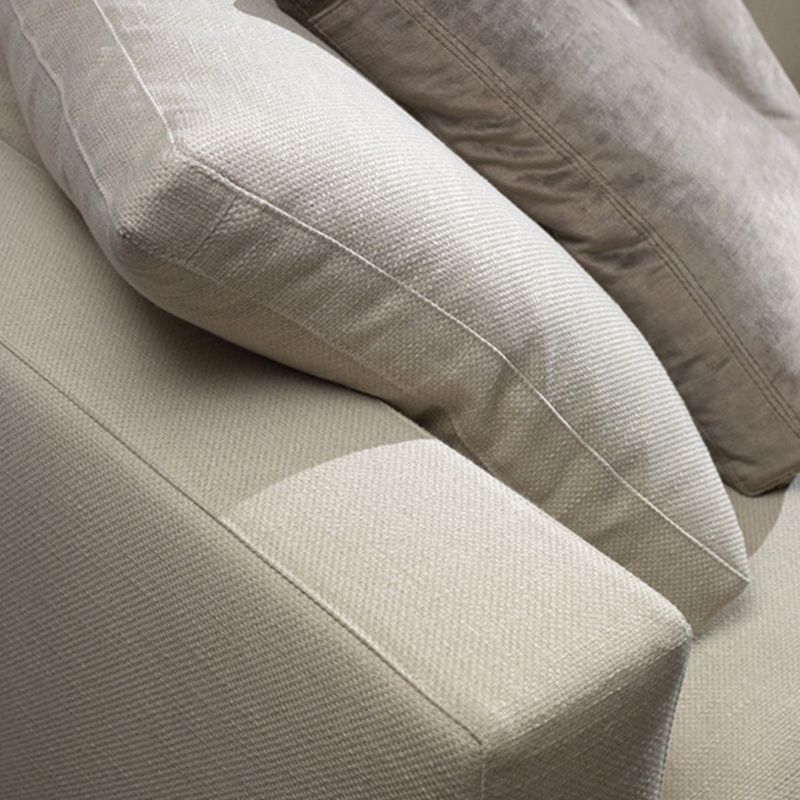 White Slipcovered Fabric Settee Recessed Arm Sofa with Pillows Clearhalo 'furn' 'furn_sofas' 'Furniture' 'furniture_sofas' 'kitchen' 'kitchen_sofas' 'Living Room Furniture' 'Sofa' 'sofas' 1200x1200_aa169833-57a3-4a9b-814c-5e7bab49ad63