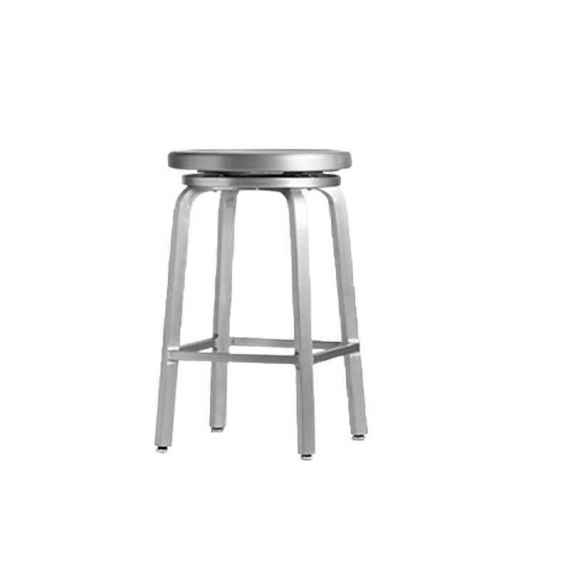 Contemporary Metal Backless Counter Stool in Silver for Home Use