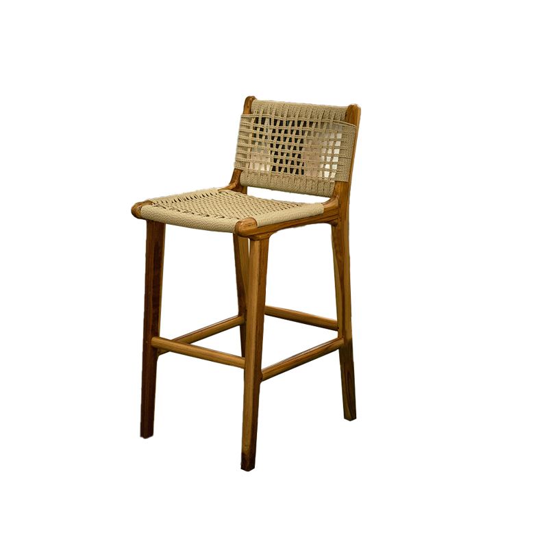 Contemporary Armless Low Back Bar Stool with Solid Wood Base