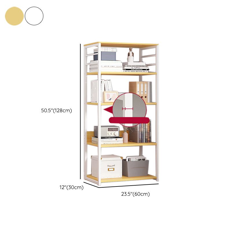 Contemporary Metal and Wooden Book Shelf Open Back Bookshelf for Home Office