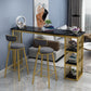 Faux Marble Counter Height Bar Table Glam Metal Base Counter Wine Table