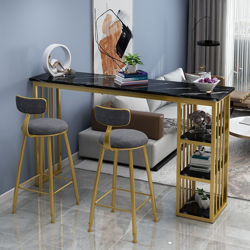 Faux Marble Counter Height Bar Table Glam Metal Base Counter Wine Table Clearhalo 'Bar Furniture' 'Bar Tables' 'bar_tables' 'furn' 'furn_bar_tables' 'Furniture' 'Kitchen & Dining Furniture' 1200x1200_aa1ac76e-525c-46c5-a096-052f32d4c1a7