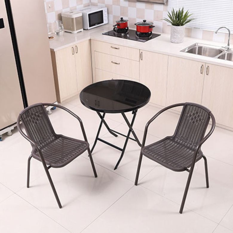 Metal Frame Dining Chair Modern Indoor-Outdoor Stacking Arm Chair