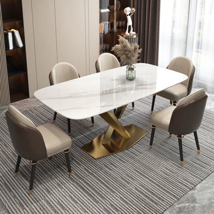 Modern Kitchen Stone Furniture Set 1/4/5/7 Pieces with Upholstered Side Chairs Clearhalo 'Dining Room Sets' 'Dining Tables & Seating' 'dining_room_set' 'furn' 'furn_dining_room_set' 'Furniture' 'Kitchen & Dining Furniture' 1200x1200_aa1b8056-23f1-464b-b860-6982388b3870