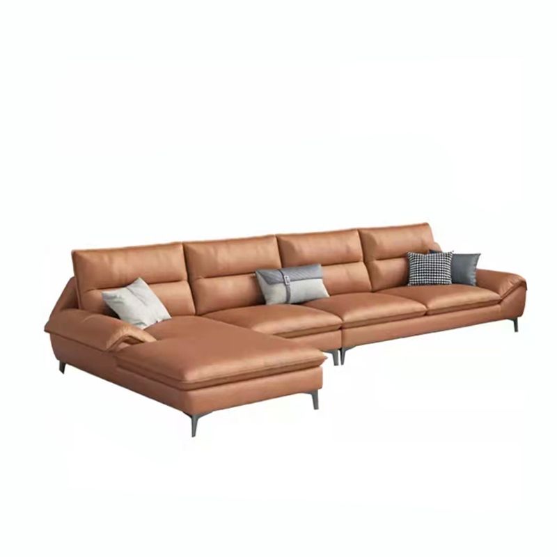 Sewn Pillow Back Faux Leather Pillow Top Arm Sofa with Waterproof and Stain Resistant Clearhalo 'furn' 'furn_sectionals' 'Furniture' 'furniture_sectionals' 'kitchen' 'kitchen_sectionals' 'Living Room Furniture' 'Sectionals' 1200x1200_aa1c49a5-4f79-4ede-bec3-85379335639b