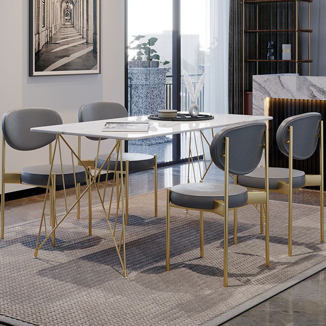White Stone Top Dining Table Set 1/2/5 Pieces Contemporary Indoor Dinette Set Clearhalo 'Dining Room Sets' 'Dining Tables & Seating' 'dining_room_set' 'furn' 'furn_dining_room_set' 'Furniture' 'Kitchen & Dining Furniture' 1200x1200_aa1d50d8-7c42-45d7-9e15-599874789122