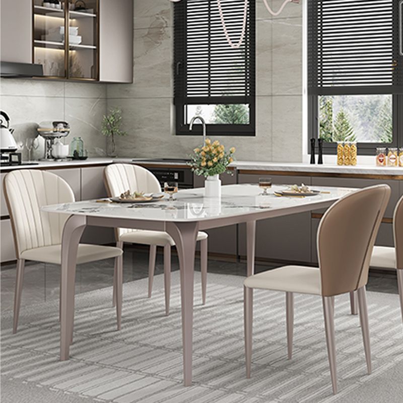 Modern Rectangular Table Sintered Stone Dining Table with 4 Legs for Home Clearhalo 'Dining Tables & Seating' 'Dining Tables' 'dining_table' 'furn' 'furn_dining_table' 'Furniture' 'Kitchen & Dining Furniture' 1200x1200_aa1e4ad4-c1ec-4ebc-bc29-e9bbd629d8be