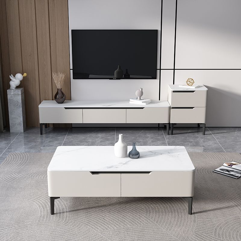 Modern Marble TV Media Stand 16" W Enclosed Storage TV Stand with Drawers Clearhalo 'furn' 'furn_tv_stands_entertainment_centers' 'Furniture' 'Living Room Furniture' 'TV Stands & Entertainment Centers' 'TV Stands & Media Storage Furniture' 'tv_stands_entertainment_centers' 1200x1200_aa22f862-a231-423c-af0a-31a4b1d42e8b