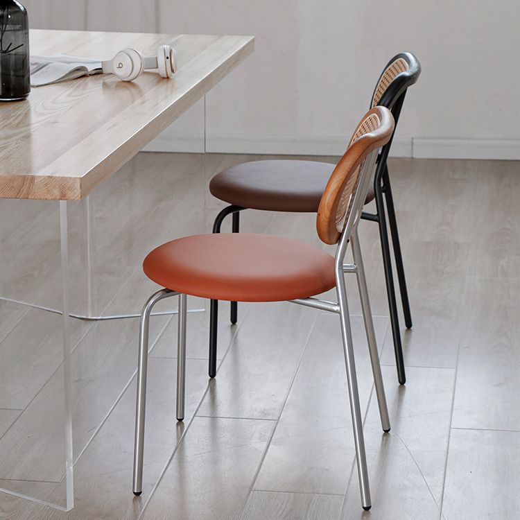 PU Leather Armless Dining Chair Contemporary Cane Back Dining Chair Clearhalo 'Dining Chairs' 'Dining Tables & Seating' 'dining_chair' 'furn' 'furn_dining_chair' 'Furniture' 'furniture_dining_chair' 'Kitchen & Dining Furniture' 1200x1200_aa2370c7-8190-4333-b0bd-ee7173b9114f