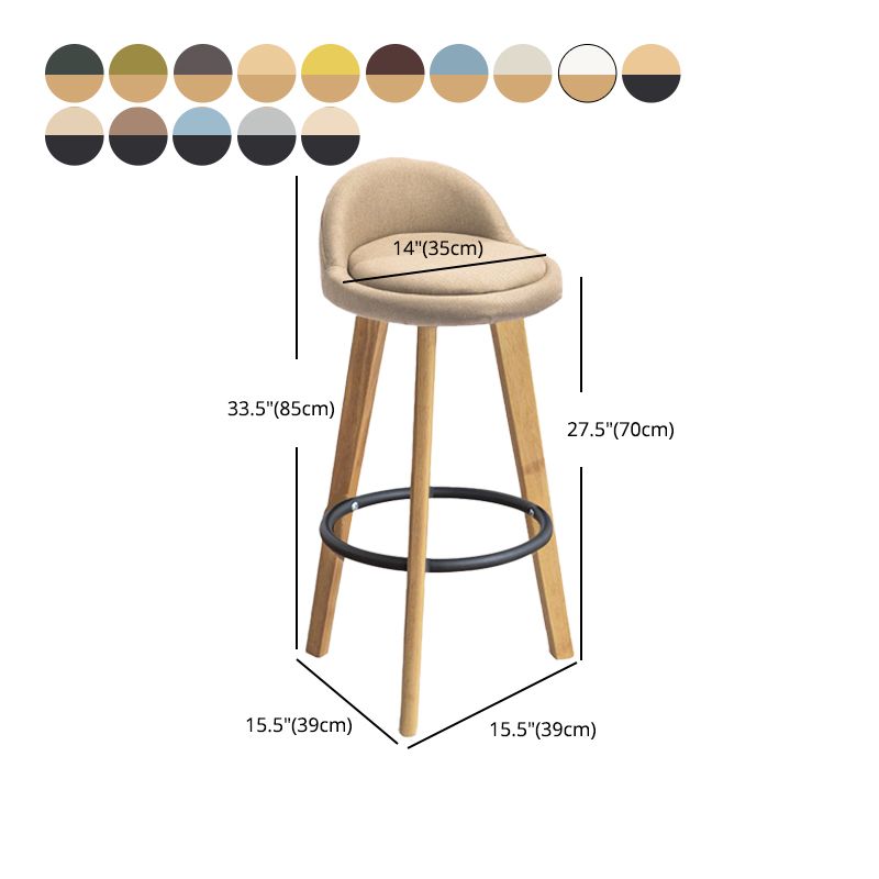 Modern Armless Backrest Counter Stool Rubber Wood kitchen Bar Stool with Cushion and Pedal Clearhalo 'Bar Furniture' 'Bar Stools' 'bar_stools' 'furn' 'furn_bar_stools' 'Furniture' 'furniture_bar_stools' 'Kitchen & Dining Furniture' 1200x1200_aa240afb-2ec1-44af-8049-d00c7c060a3e