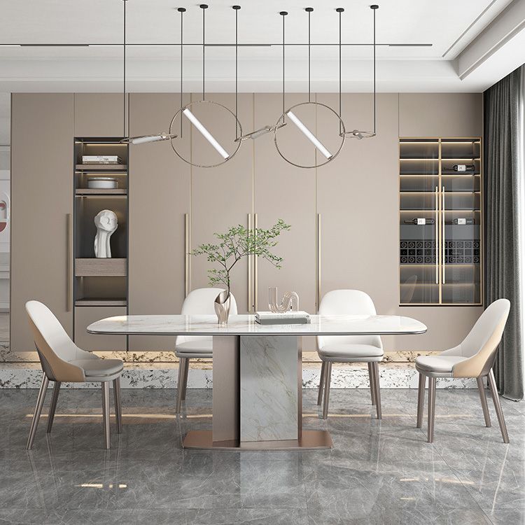 Glam Style Dining Rectangle Table Sintered Stone Table with Metal Legs for Home Use Clearhalo 'Dining Tables & Seating' 'Dining Tables' 'dining_table' 'furn' 'furn_dining_table' 'Furniture' 'Kitchen & Dining Furniture' 1200x1200_aa280f73-ef3c-403b-95a9-66b358a9c8a0
