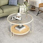 Table basse ronde en verre de 17,7 po de hauteur, table de cocktail à 3 pieds en fer avec étagère
