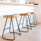 Modern Armless Backless Counter Stool Iron Bar Stool with Wooden Seat for Bar