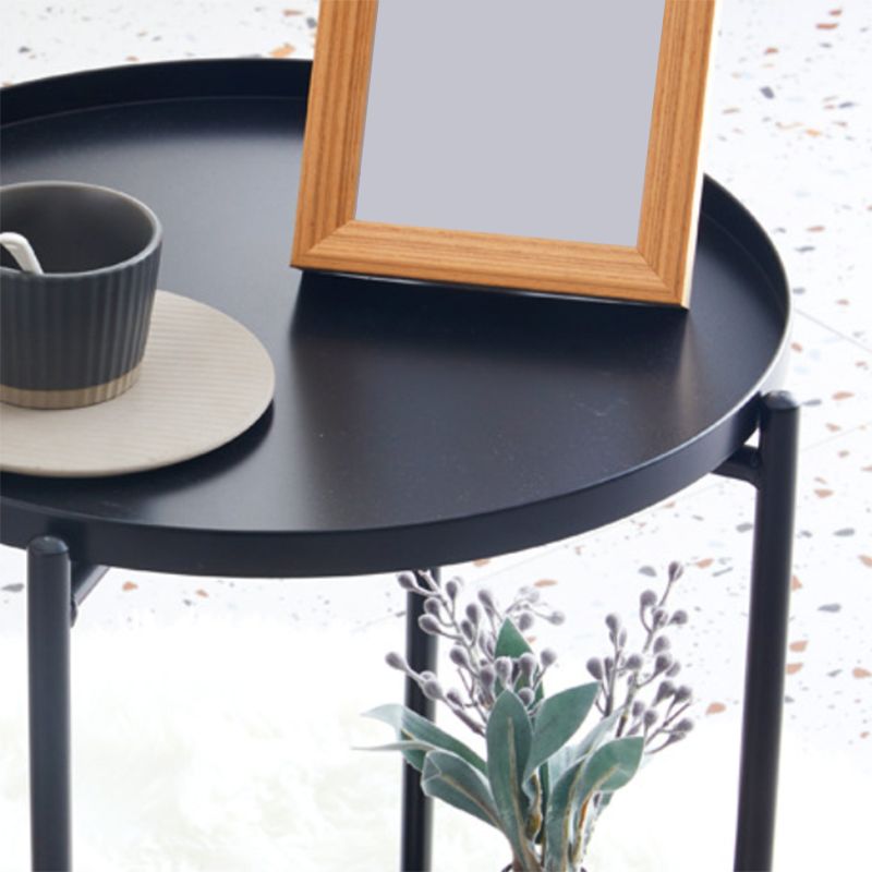 Mid-Century Modern Cross Legs Coffee Table with Round Top in Iron Clearhalo 'Coffee & Accent Tables' 'Coffee Tables' 'coffee_tables' 'furn' 'furn_coffee_tables' 'Furniture' 'Living Room Furniture' 1200x1200_aa288432-b7b8-4b13-b453-dba456b3996e