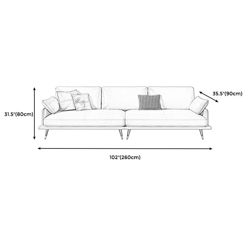 Modern Sofa with Bolster Pillows 31.5"High Square Arm Sofa with Hair Pin Legs, Dark Brown Clearhalo 'furn' 'furn_sofas' 'Furniture' 'furniture_sofas' 'kitchen' 'kitchen_sofas' 'Living Room Furniture' 'Sofa' 'sofas' 1200x1200_aa296bb2-20c6-48da-803a-2b993bfb9e50