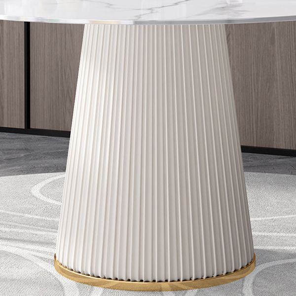 Sintered Stone White Table for Restaurant Luxury Round Dining Table with Pedestal Base Clearhalo 'Dining Tables & Seating' 'Dining Tables' 'dining_table' 'furn' 'furn_dining_table' 'Furniture' 'furniture_dining_table' 'Kitchen & Dining Furniture' 'kitchen' 'kitchen_dining_table' 1200x1200_aa29ad4c-eb5d-4ebc-8d2b-311fd2711de1