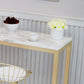 Glam Wood Counter Table with Rectangle Table Top Trestle Table - 41.3" H Clearhalo 'Bar Furniture' 'Bar Tables' 'bar_tables' 'furn' 'furn_bar_tables' 'Furniture' 'furniture_bar_tables' 'Kitchen & Dining Furniture' 1200x1200_aa29eea1-ed0a-418e-b221-0059c7a1b893