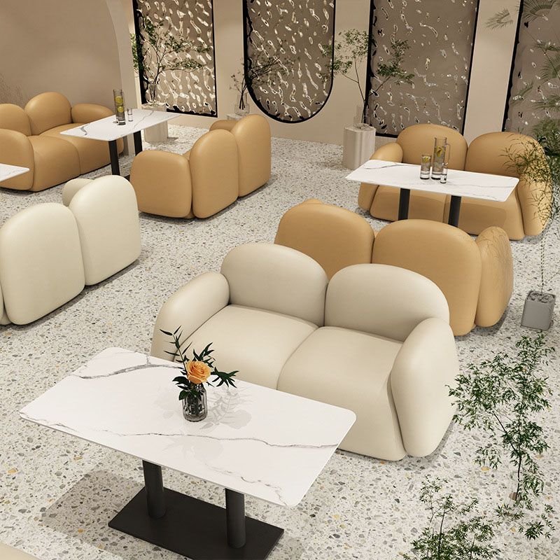 Faux Leather Modern Sofa 28,35 "Hoge strakke achterkant 2-zits loveseat