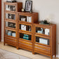 Modern Style Closed Back Bookshelf Wooden Standard Bookcase with Drawers