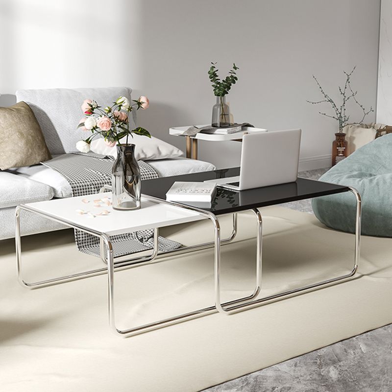 Square Steel Sled Coffee Table Modern 2 Nesting Cocktail Table Clearhalo 'Coffee & Accent Tables' 'Coffee Tables' 'coffee_tables' 'furn' 'furn_coffee_tables' 'Furniture' 'Living Room Furniture' 1200x1200_aa2c06a6-4666-48bf-bb2b-6f9d1ef99fd6
