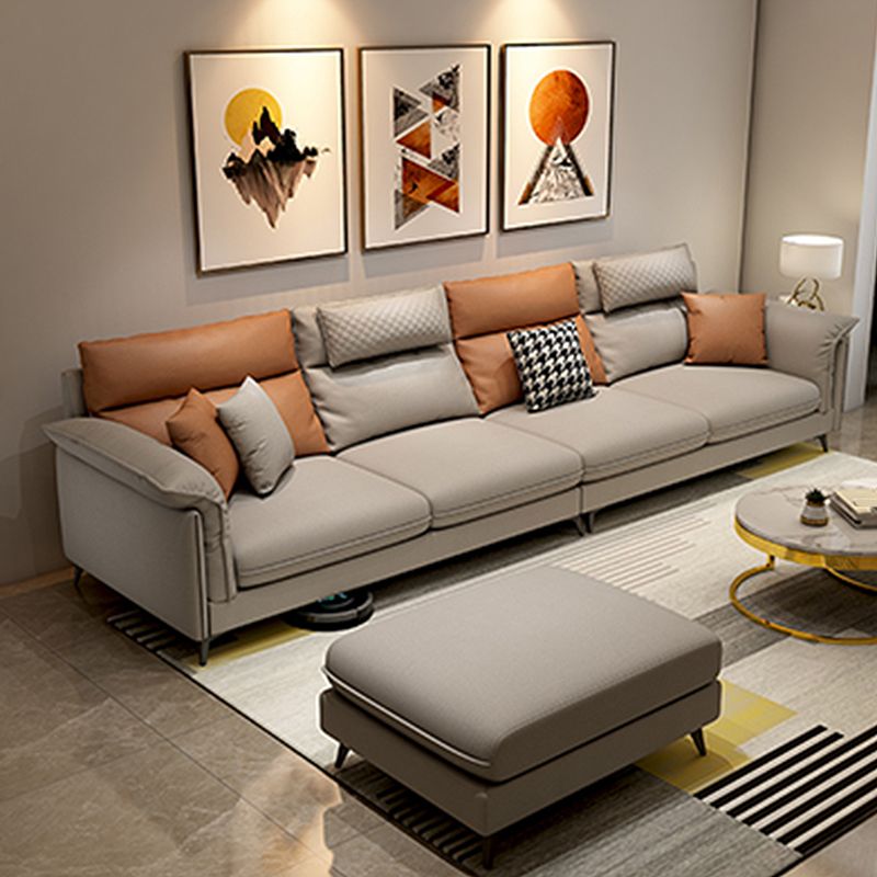 Faux Leather 4-Seater L-Shape Pillowed Back Cushions Sectionals Sofas Clearhalo 'furn' 'furn_sectionals' 'Furniture' 'furniture_sectionals' 'Living Room Furniture' 'Sectionals' 1200x1200_aa2c484e-5d00-4685-9d29-886d50cef596