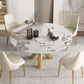 Sintered Stone Top Round Table Simplicity Gold Metal Base Dining Table