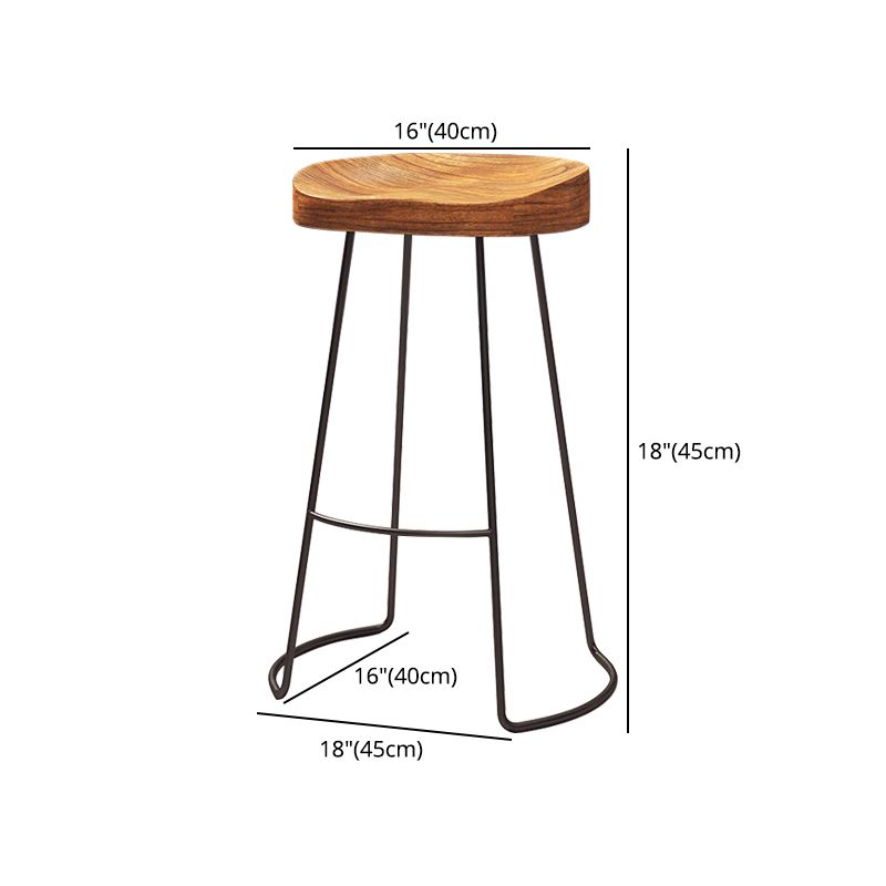 Modern Armless Backless Counter Stool Iron Cafe Bar Stool with Wooden Seat Clearhalo 'Bar Furniture' 'Bar Stools' 'bar_stools' 'furn' 'furn_bar_stools' 'furniture_bar_stools' 'Kitchen & Dining Furniture' 'kitchen&dining_furn' 'kitchen' 'kitchen_furn' Furniture' 1200x1200_aa2ce178-014c-4371-80a9-201ccbfe7e27