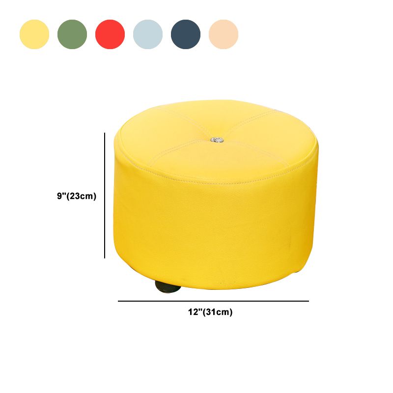 Pure Color Stain Resistant Standard Round Modern Yellow for Living Room Clearhalo 'furn' 'furn_ottomans_poufs' 'Furniture' 'Living Room Furniture' 'Ottomans & Poufs' 'ottomans_poufs' 1200x1200_aa2d14b7-8a96-46c8-b9dd-5e6a5b335cc3