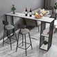 Mesa de bar rectangular de estilo industrial, mesa de comedor con barra de pedestal doble de mármol sintético