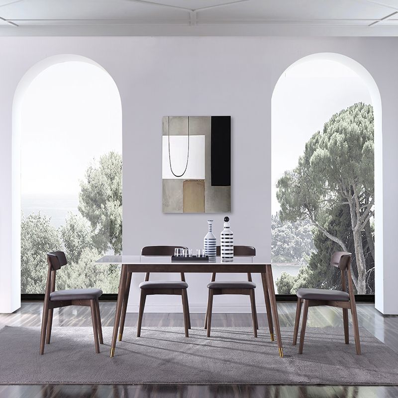 Minimalist Traditional Height Sintered Stone Dining Table Rectangle Dining Set For Home Clearhalo 'Dining Room Sets' 'Dining Tables & Seating' 'dining_room_set' 'furn' 'furn_dining_room_set' 'Furniture' 'furniture_dining_room_set' 'Kitchen & Dining Furniture' 'kitchen&dining_furn' 'kitchen' 1200x1200_aa2e2a49-f80e-43aa-97c7-039349e4aef8