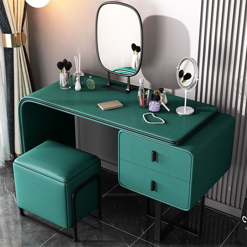 Vanité de maquillage de 20,47 "avec 2 tiroirs de rangement en faux cuir commode