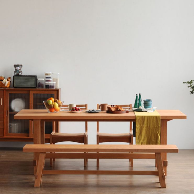 Solid Wood Rectangle Dining Table Modern Contemporary Kitchen Wood Table with Trestle Base Clearhalo ' dining_table' 'Dining Tables & Seating' 'Dining Tables' 'Furniture' 'furniture_dining_table' 'Kitchen & Dining Furniture' 'kitchen&dining_furn' 'kitchen' 'kitchen_dining_table' 1200x1200_aa2ed524-d745-4109-a1f7-b1d1591492cc