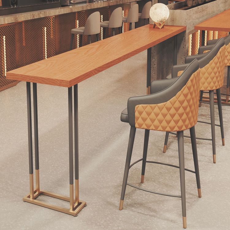 Glam Rectangle Bar Table Solid Wood Fixed Bar Dining Table for Indoor Clearhalo 'Bar Furniture' 'Bar Tables' 'bar_tables' 'furn' 'furn_bar_tables' 'Furniture' 'Kitchen & Dining Furniture' 1200x1200_aa2fb666-dc01-4bfa-92a1-cb9a1f0b8ea7