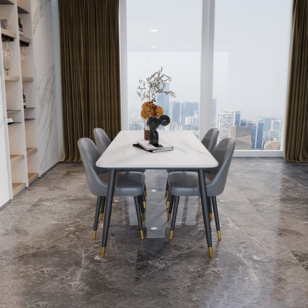 Industrial Kitchen Dinner Table Rectangle Stone 4 Legs Dining Table Clearhalo 'Dining Tables & Seating' 'Dining Tables' 'dining_table' 'furn' 'furn_dining_table' 'Furniture' 'Kitchen & Dining Furniture' 1200x1200_aa2fc1ca-46db-471f-adb5-a0cd649fe6a9