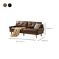 Solid Wood Round Arm Sofa Living Room Tufted Leather Sofa 32.28" H