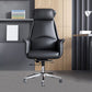 Sedia moderna con braccioli inclusi e rotelle, sedia da scrivania in pelle con schienale alto, colore nero/marrone