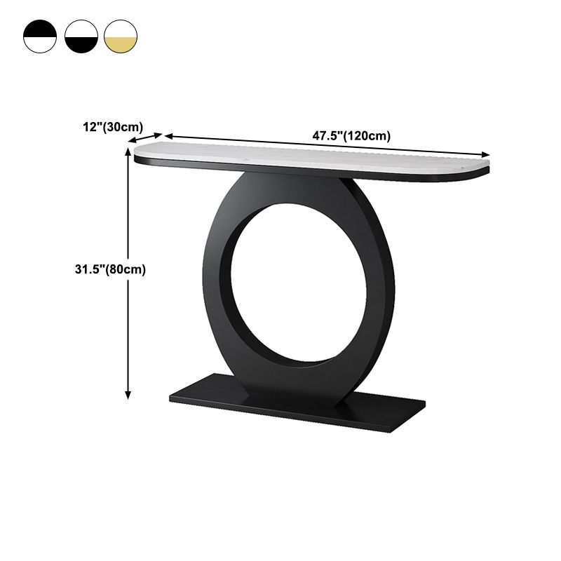 Half Moon Console Table with Pedestal Base for Hall Accent Table Clearhalo 'Console Tables' 'console_tables' 'Entry & Mudroom Furniture' 'furn' 'furn_console_tables' 'Furniture' 1200x1200_aa349ed1-9714-45a3-b13e-626a8b23a65f