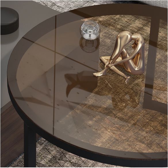 Modern 4 Legs Cocktail Table with 4 Drawers Glass & Wood 2 Nesting Coffee Table Set Clearhalo 'Coffee & Accent Tables' 'Coffee Tables' 'coffee_tables' 'furn' 'furn_coffee_tables' 'Furniture' 'Living Room Furniture' 1200x1200_aa364f75-a493-4318-b453-d0c7a9e18daf