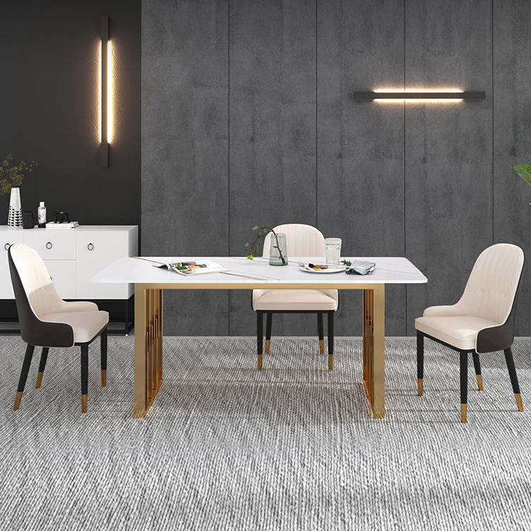 Traditional Luxury Dining Table Metal Double Pedestal Rectangle Counter Dining Table Clearhalo 'Dining Tables & Seating' 'Dining Tables' 'dining_table' 'furn' 'furn_dining_table' 'Furniture' 'furniture_dining_table' 'Kitchen & Dining Furniture' 'kitchen' 'kitchen_dining_table' 1200x1200_aa367021-4280-4a24-aa8e-e2c0b587011e