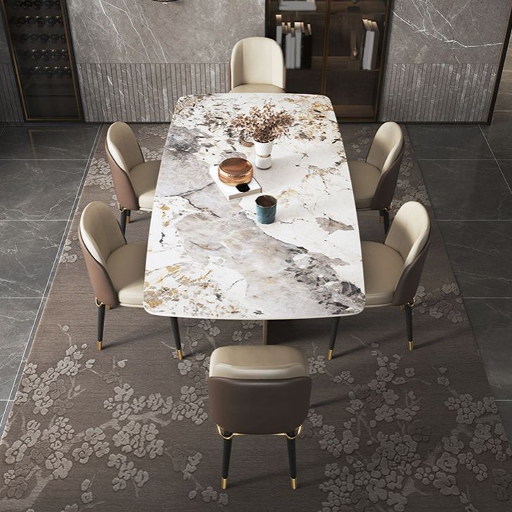 Luxurious Sintered Stone Top Dining Set Rectangle 1/4/5/6/7 Pieces Dining Table Set Clearhalo 'Dining Room Sets' 'Dining Tables & Seating' 'dining_room_set' 'furn' 'furn_dining_room_set' 'Furniture' 'Kitchen & Dining Furniture' 1200x1200_aa367177-69a4-4d58-8fb5-88dac68f2fc3